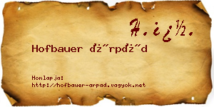 Hofbauer Árpád névjegykártya