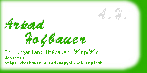arpad hofbauer business card